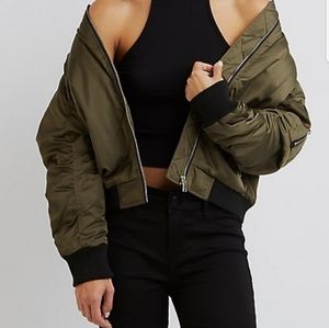 Charlotte Russe green bomber jacket-size XL